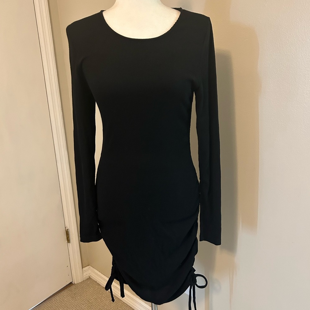 And Now This Ruched Side Body‎ Con Black Dress